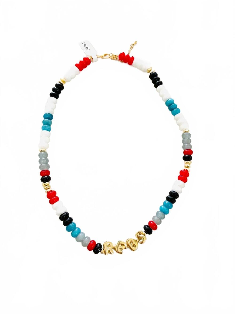 NEW GEMELLI rebs beaded necklace in blue